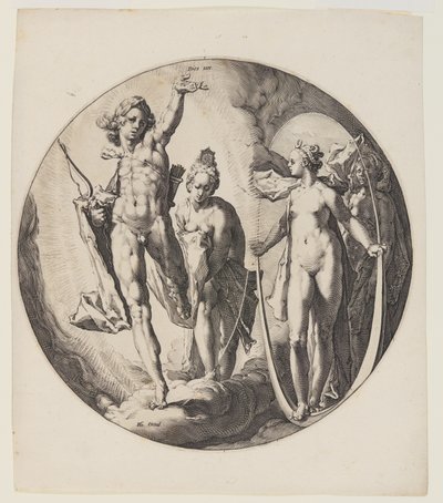 De vierde dag, plaat 5, uit Schepping van de wereld door Jan Harmensz. Muller