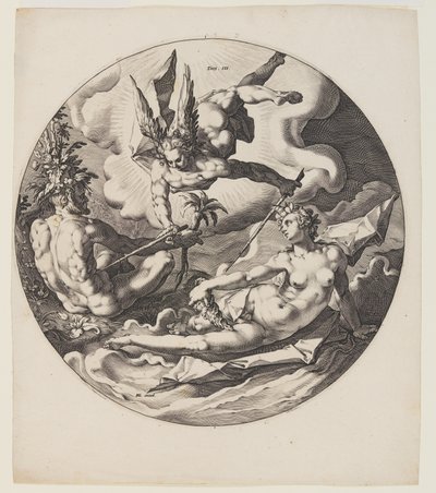 De derde dag, plaat 4, uit Schepping van de wereld door Jan Harmensz. Muller