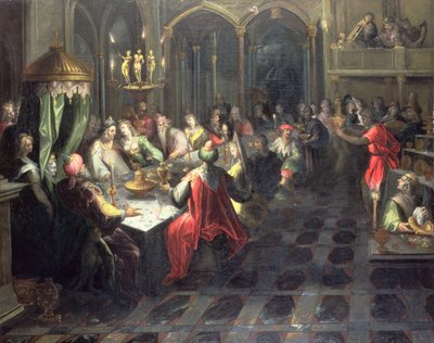 Belshazzars feest, ca. 1600 door Jan Harmensz. Mutter