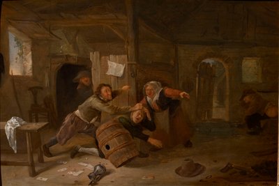 Vechtende boeren, voor 1678 door Jan Havicksz Steen