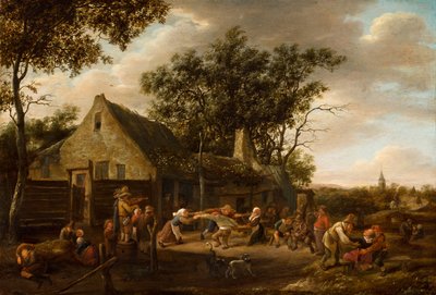 Boeren dansen bij een herberg, ca. 1646-8 door Jan Havicksz. Steen