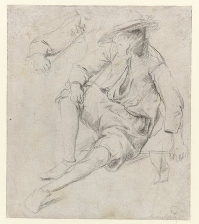 Studie van een zittende man die een pijp rookt door Jan Havicksz. Steen