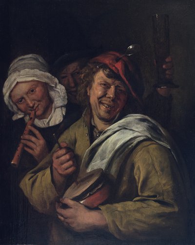 De Rommelpot: Interieur met drie figuren door Jan Havicksz. Steen