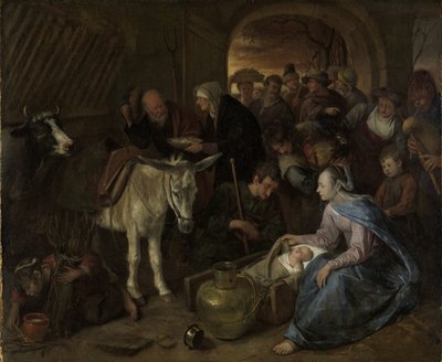 De aanbidding van de herders door Jan Havicksz. Steen