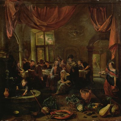 Christus in het Huis van Martha en Maria, c.1655 door Jan Havickszoon Steen