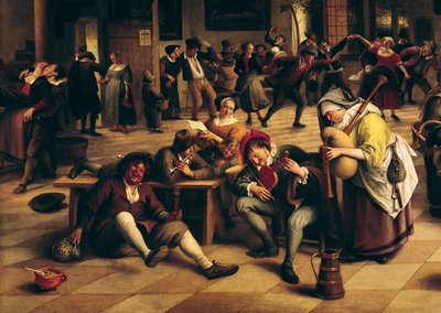 Feest in een herberg (detail) door Jan Havickszoon Steen