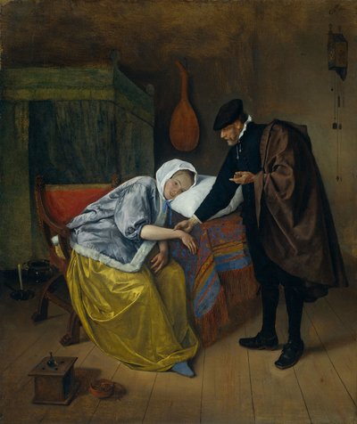 Zieke vrouw door Jan Havickszoon Steen