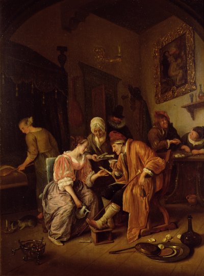 Zieke oude man door Jan Havickszoon Steen