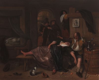 Het dronken paar, ca. 1655-65 door Jan Havickszoon Steen