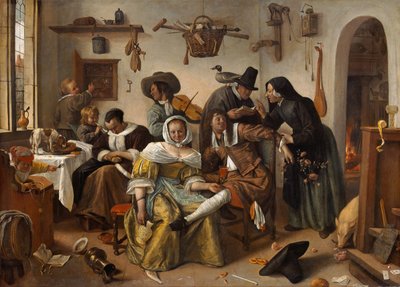 De omgekeerde wereld In Weelde Siet Toe, 1663 door Jan Havickszoon Steen
