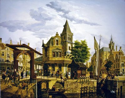 Een Nederlandse straat langs een kanaal door Jan Hendrik Verheyen