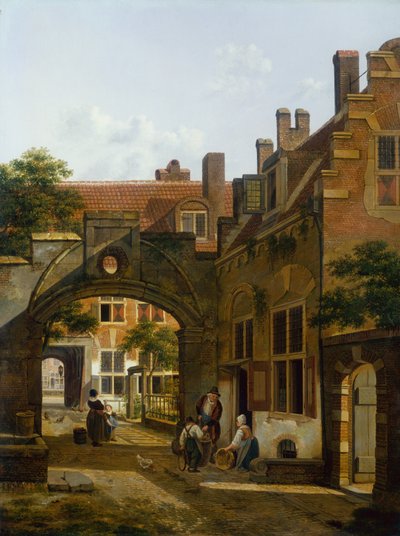 Binnenplaats in Utrecht door Jan Hendrik Verheyen