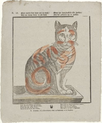 Geen nutter dier voor rot en muis / Als een mooi katje in uw huis. / Want het doorsnuffeld alle hoeken / om dit gedierte op te zoeken door Jan Hendriksen