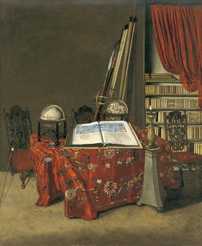 Hoek van een Bibliotheek, 1711 door Jan Heyden van der