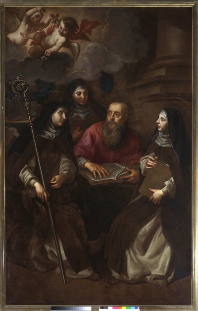 St. Hiëronymus met drie heiligen door Jan Hovaert