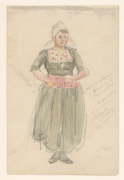 Staand meisje in klederdracht door Jan Hoynck van Papendrecht