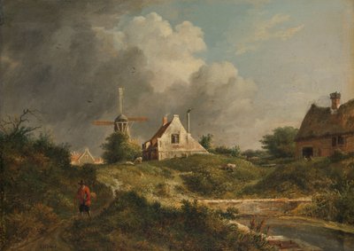 Gezicht aan de vervallen wal te Amsterdam aan de stadszijde tussen de Muiderpoort en de Weesperpoort door Jan Hulswit