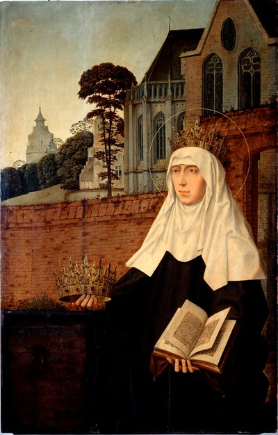Sint Elizabeth van Portugal bekend als Sint Isabella van Aragon (detail) door Jan II Provost
