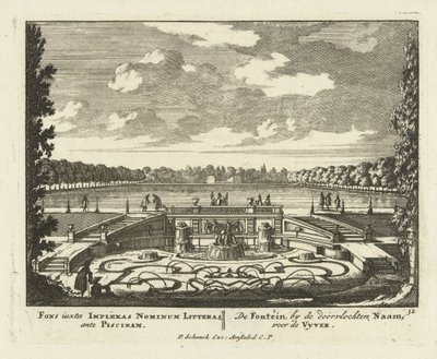 Fontein bij de grote vijver in de tuinen van Paleis Het Loo, 1695-1705 door Jan I van Call