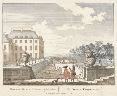 Wandelaars in de tuin van Paleis Het Loo, 1694-97 door Jan I van Call