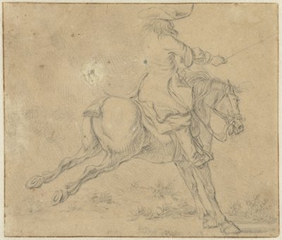 Ruiter op een achteruitslaand paard door Jan Jacobsz van der Stoffe