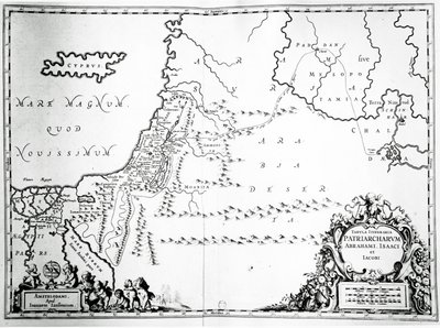 Kaart van de reizen van Abraham, Isaak en Jakob, 1652 door Jan Janssonius