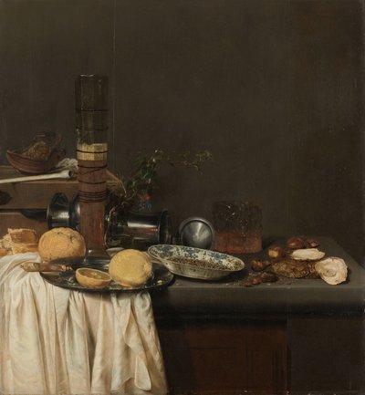 Stilleven met een hoog bierglas door Jan Jansz. van de Velde (III)