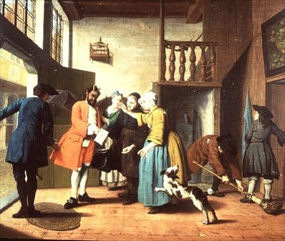 Het Bezoek van de Dokter - Een Nederlands Spreekwoord: De Dokter wordt Afgebeeld als de Duivel Wanneer Hij Terugkeert naar het Huis om zijn Rekening te Presenteren (een van een set van vier) door Jan Josef the Elder Horemans