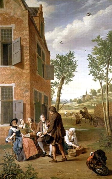 Figuren in een landschap (een van een serie van vier) door Jan Josef the Younger Horemans