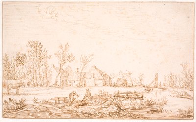 Een kanaal nabij een dorp door Jan Josefsz van Goyen