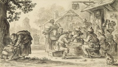 Een kaartspel van boeren voor de herberg, 1624 door Jan Josephsz van Goyen