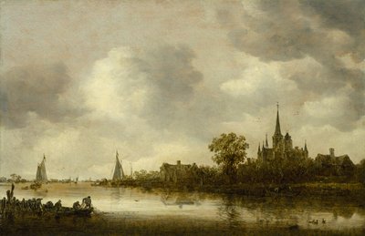 Rivierlandschap met een kerk in de verte door Jan Josephsz van Goyen