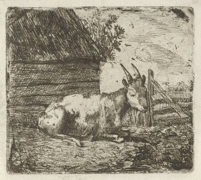 Bok bij een schuur door Jan Kobell (II)
