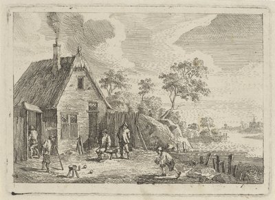 Boeren spelen jeu de boules door Jan Lauwryn Krafft (I) (possibly)