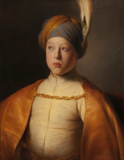 Jongen in een Cape en Tulband Portret van Prins Rupert van de Palts, ca. 1631 door Jan Lievens