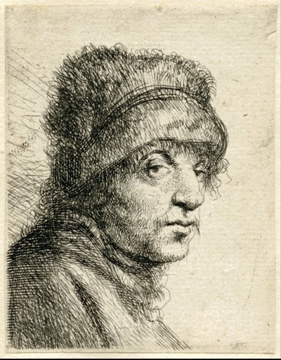 Hoofd van een man met muts door Jan Lievens
