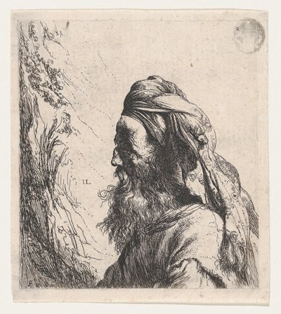 Man met tulband naar links gewend door Jan Lievens