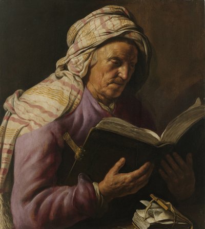 Oude vrouw die leest, 1626-1633 door Jan Lievens