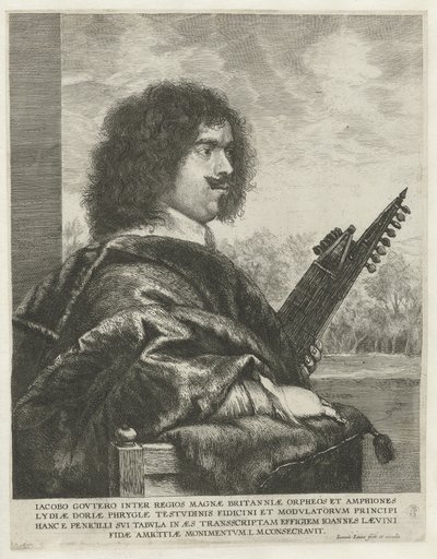 Portret van de componist en luitspeler Jacques Gaultier, 1631-1635 door Jan Lievens