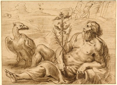 Riviergod met een Adelaar door Jan Lievens