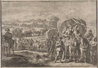 Monniken uit Noord-Brabant vluchten naar Antwerpen, 1637 door Jan Luyken (attributed to)