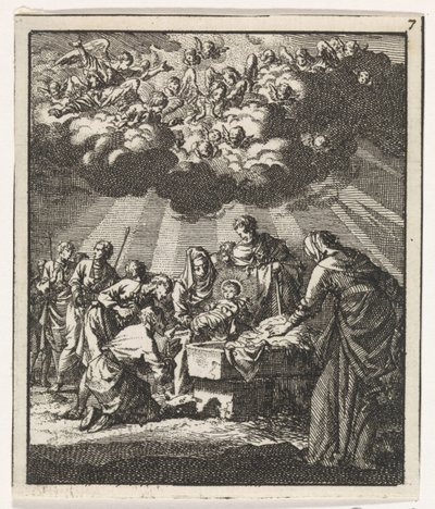 Aanbidding door de herders door Jan Luyken