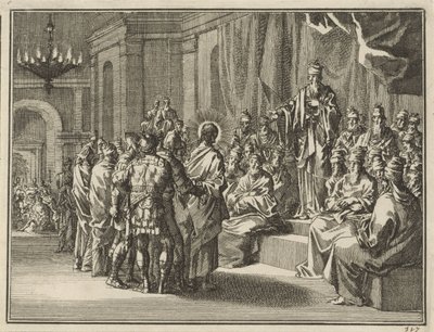 Christus voor de hogepriester Annas door Jan Luyken