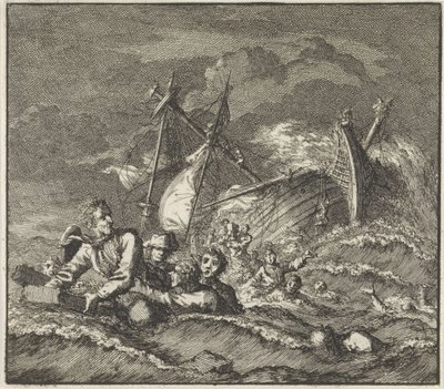 Embleem: schipbreuk door Jan Luyken