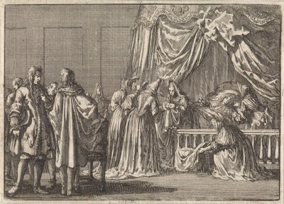 Geboorte van de zoon van koning Jacobus II van Engeland, 1688 door Jan Luyken