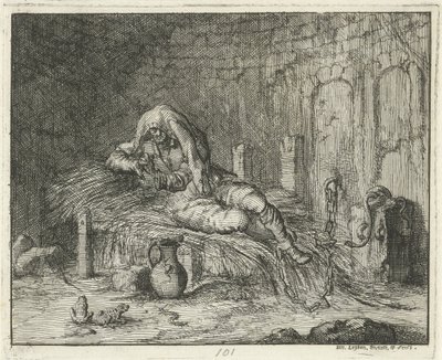 Georg Wanger in de gevangenis te Bressanone, 1591 door Jan Luyken