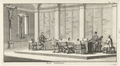 Jezuïeten veroordelen een beschuldigde door Jan Luyken