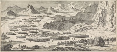 Legertocht van de twaalf stammen van Israël met het tabernakel door Jan Luyken