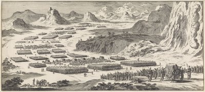Legertocht van de twaalf stammen van Israël met het tabernakel door Jan Luyken