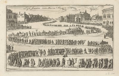 Lijkstatie van koningin Maria II Stuart, 1695 door Jan Luyken